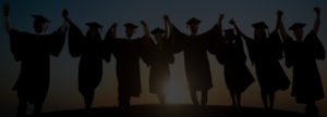 Students celebrating graduation together with black overlay
