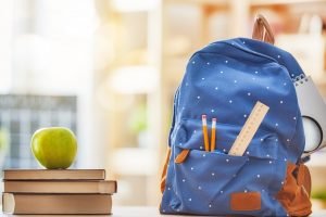 Packed school backpack